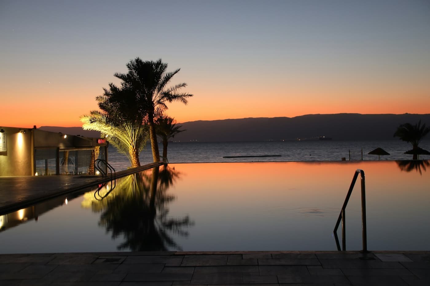 Infinity edge pool at sunset